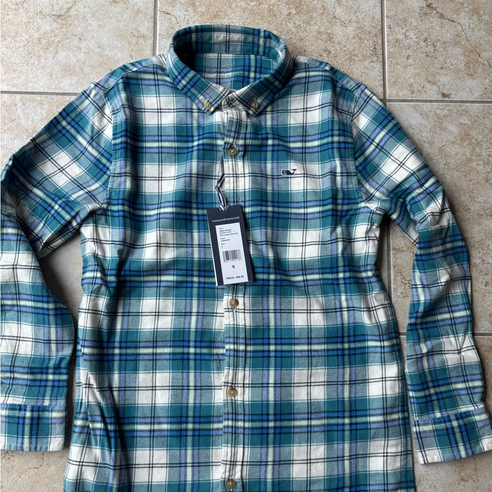 Vineyard Vines Plaid Button-Up Shirt flannel boys small brand new with tags